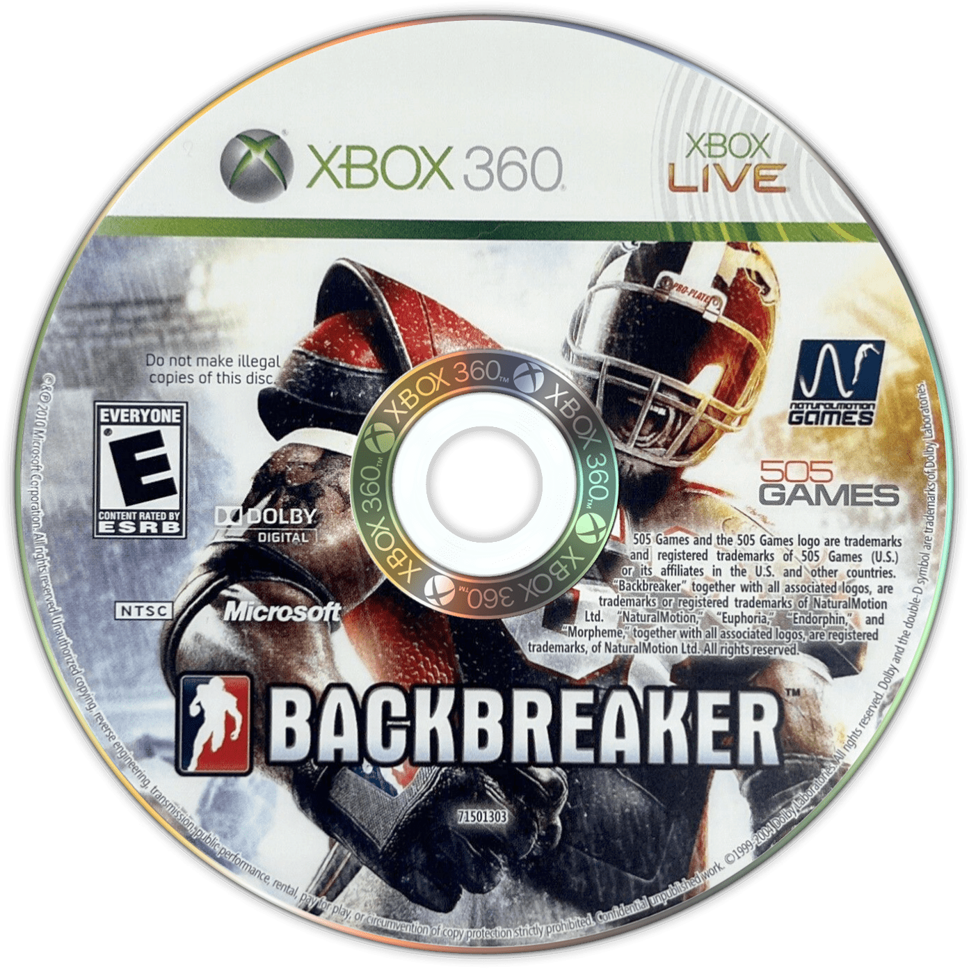 Backbreaker back cover for Xbox 360